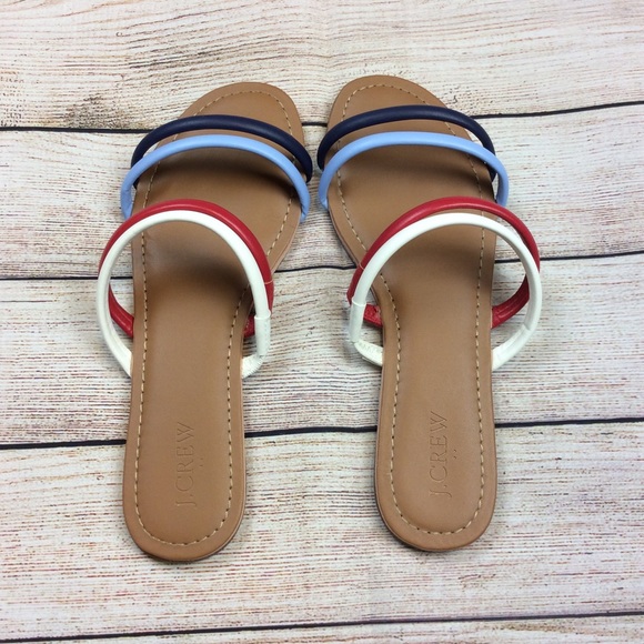 ❗️SOLD❗️J.Crew Red White Blue Strappy Sandal - Picture 4 of 7